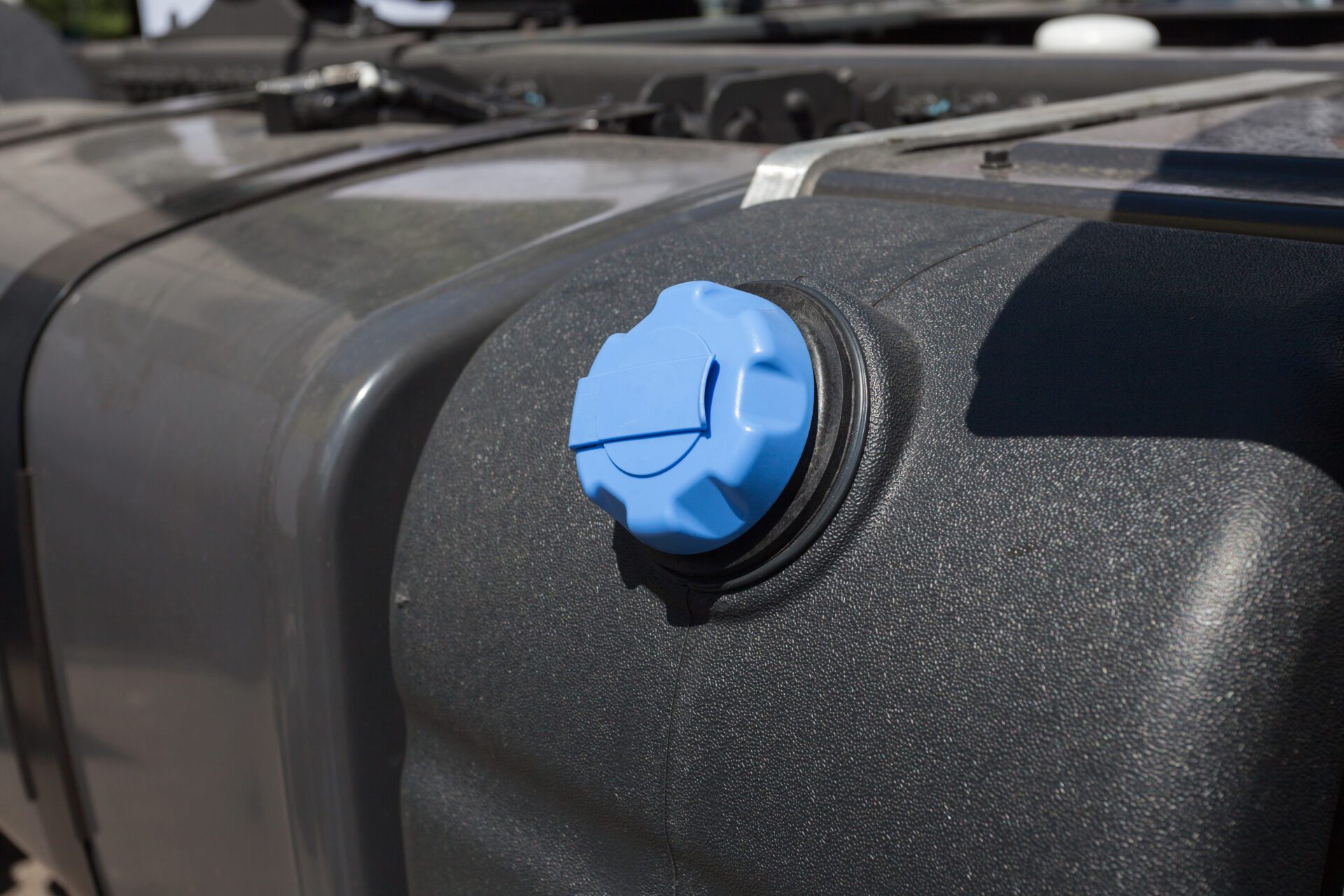 Close up of fuel tank of truck DIESEL EXHAUST FLUID (DEF) Winkler, MB